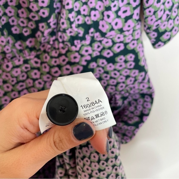Kate Spade Flair Flora Purple Floral Print Mini Dress Deep Spruce Size 2 - Picture 5 of 8